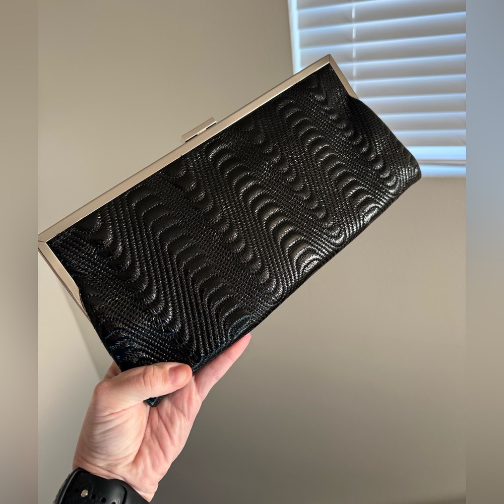 HOBO Black Textured Clasp Clutch